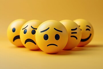 Expressing a Spectrum of Emotions Yellow Emoji Faces Conveying Sadness Disappointment and a Glimmer of Happiness