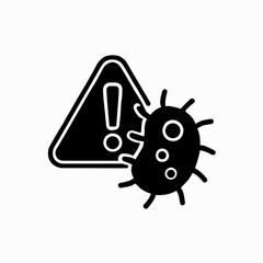Solid black germ with warning icon representing infection risk
