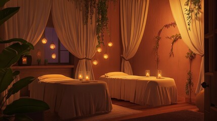 Cozy Couples Massage Room with Soft Lighting