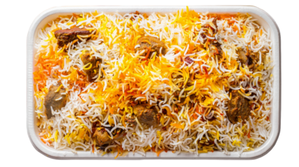 Authentic indian cuisine biryani mutton delight isolated setting gourmet food experience