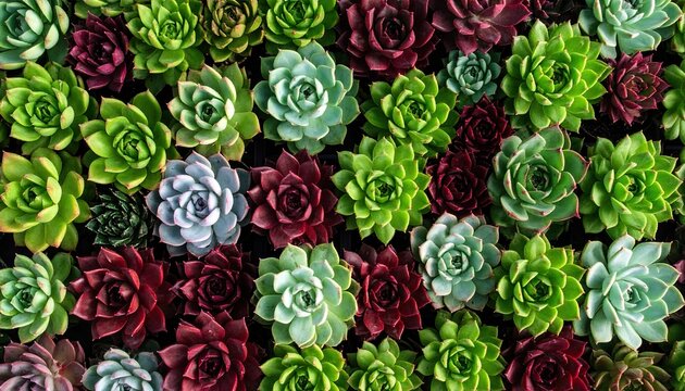 Succulents arranged in a dense pattern