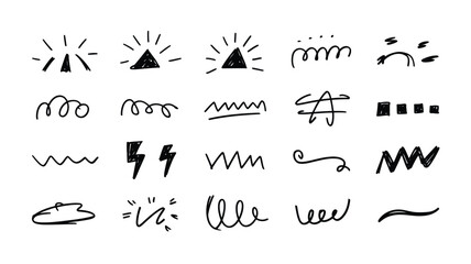 Hand drawn doodle elements for design decoration on white background