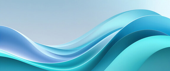 Fototapeta premium Modern abstract background with flowing blue and teal waves. Minimalist backdrop with smooth, fluid curves and gradient colors. Illustration with copy space for a presentation.