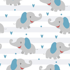 seamless pattern with cute elephants