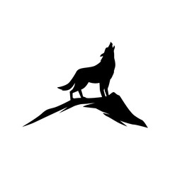 wolf silhouette howling on mountain peak