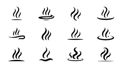 Collection of steam smoke or hot spring symbol illustrations © Mst