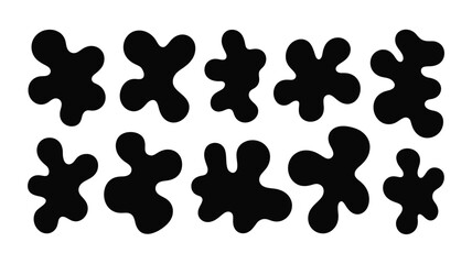 Black abstract shapes on white background seamless pattern vector illustration