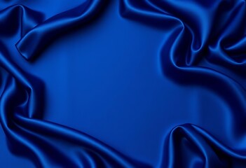 Obraz premium Elegant dark blue silk satin background, soft wavy folds, luxurious texture, style, elegant