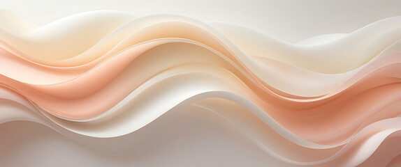Obraz premium Elegant abstract background with soft pastel waves in peach and beige tones. Modern luxury wallpaper design with a clean, layered 3D paper effect and copy space for a presentation