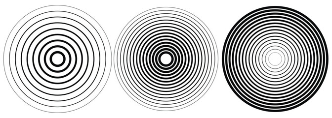 Concentric circles geometric element. Concentric segments of circles, random lines following a circle path. Spiral backgrounds. EPS vector illustration