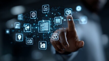 Naklejka premium Digital Interface and Smart Technology Interaction
