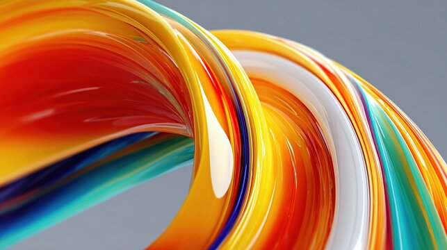 Abstract swirling ribbons of vibrant, glossy colors - Powered by Adobe