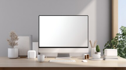 Minimalist workspace with computer