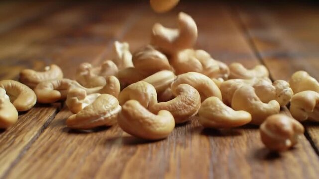 cashew nuts on wooden background
