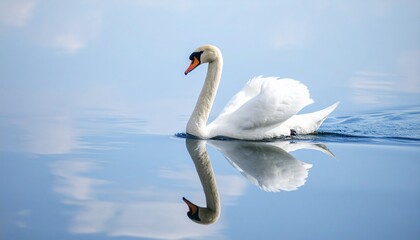 Obraz premium Swan on Calm Water with Reflection