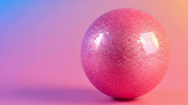 Shimmering Pink Easter Egg on a Colorful Gradient Background with Copy Space