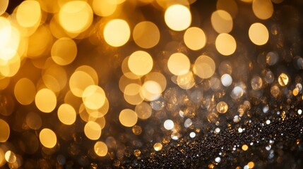 Abstract gold and silver glitter bokeh lights background.