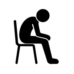 Solid black slouching person icon representing poor posture