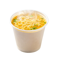 noodle in a white paper cup isolated on transparent background