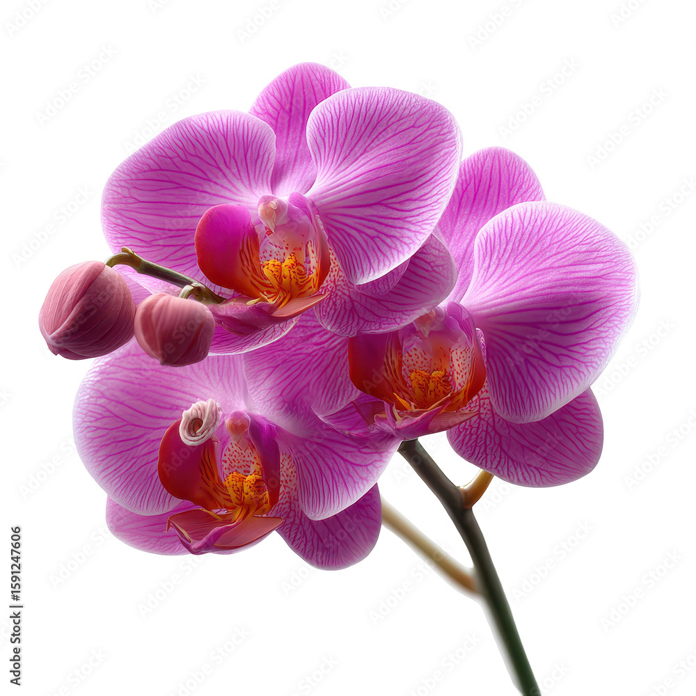 Poster bright pink orchids bloom with delicate petals showcasing intricate patterns in a serene setting