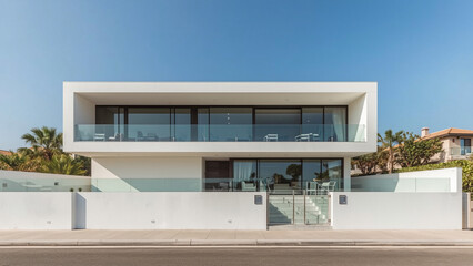 Minimalist White Concrete Residence – Modern Home with Clean Lines and Open Space