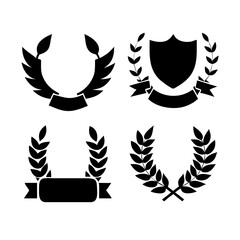 Laurel wreath, shield, wing, ribbon, and banners vector set. Laurel wreaths, shields, wings, ribbons illustration for awards, heraldry, logos, badges, and branding designs 