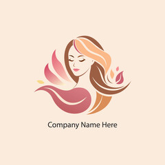 Beauty spa logo vector with abstract woman face silhouette 