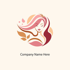 Beauty spa logo vector with abstract woman face silhouette 