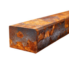 Rusty metal bar resting on a surface shows signs of aging in an industrial setting