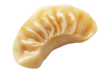 Pan-fried or steamed dumpling Jiaoz with pleated edges, isolated on white transparent background, concept of Asian traditional cuisine