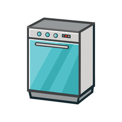Vector Illustration of a Dishwasher Kitchen Appliance Isolated on a White Background
