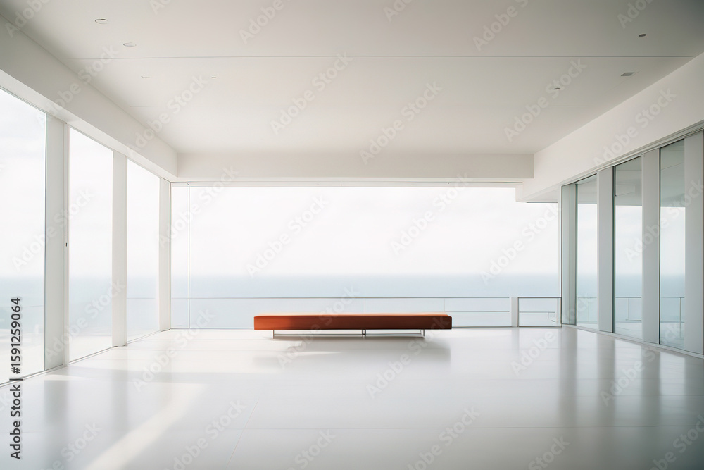 Poster incredible empty space in white architecture