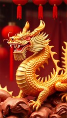 A vibrant street scene during the Year of the Dragon celebration with people of diverse backgrounds. Generative AI.