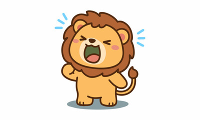 Obraz premium Cute lion mascot cartoon illustration