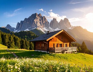 Fototapeta premium swiss alpine hut