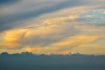 sun ray is go down and amazing dramatic orange cloud in sunset