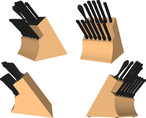 Vector illustration of Knife Block design set for chef cooking in the kitchen
