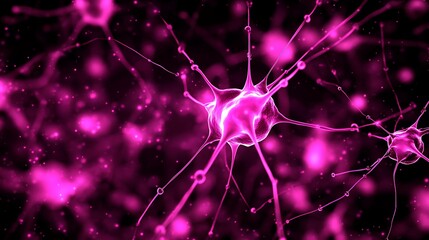 Nerve cells in vibrant pink