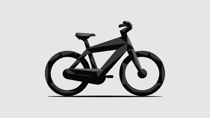 Fototapeta premium Sleek geometric design of a black bicycle, perfect for transportation themes and minimalist backgrounds, conveying movement and modern style.