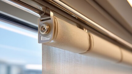 Beige window blinds close-up