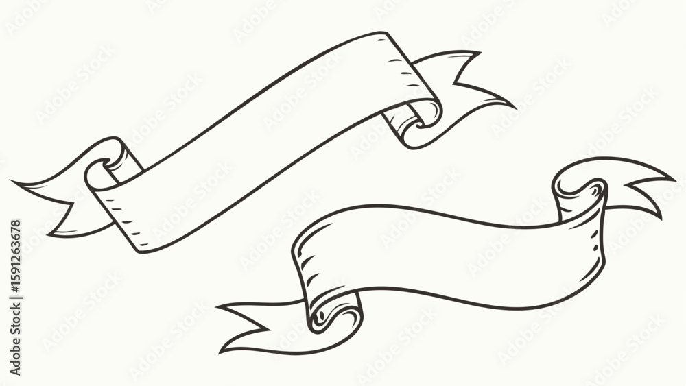 Poster Two Banners in Vector Format Blank Vintage Scroll Design Element For Decoration