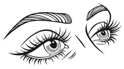 Eye makeup drawing tutorial for beginners with eyebrows and eyelashes vector illustration beauty guide