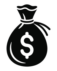 Money Bag Icon Vector Featuring Dollar Sign Symbol