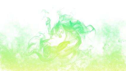 Green and yellow swirling smoke with sparkles on transparent background  © imak