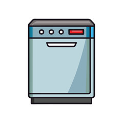 Vector Illustration of a Dishwasher Kitchen Appliance Isolated on a White Background
