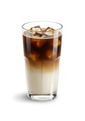 Iced coffee drink in glass with ice