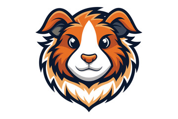 Orange dog head with a white nose and cute eyes stares frontally