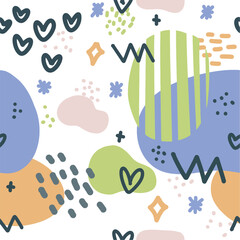 Abstract Shapes and Scribbles seamless Pattern
