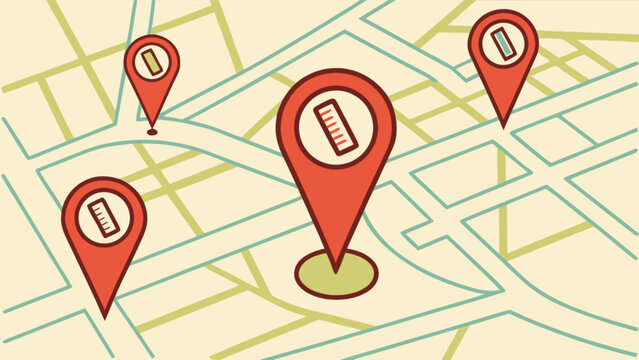 Find location map points ruler search gps navigation destination distance measure localizer guide