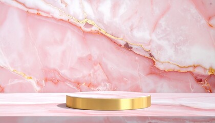 Pink and Gold Luxury Marble Product Stand, Limestone Background